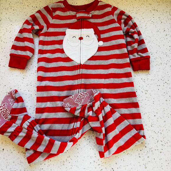 3/$12 18 Month Santa Fleece Footed Pajamas - Picture 1 of 6
